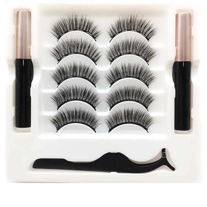 Ensemble de cils magnétiques et eye-liner longue durée, faux cils en vison imperméables, extension de cils réutilisables. (Magnetic Eyelashes Eyeliner Set Long Lasting False Mink Waterproof Eye Lashes Extension)