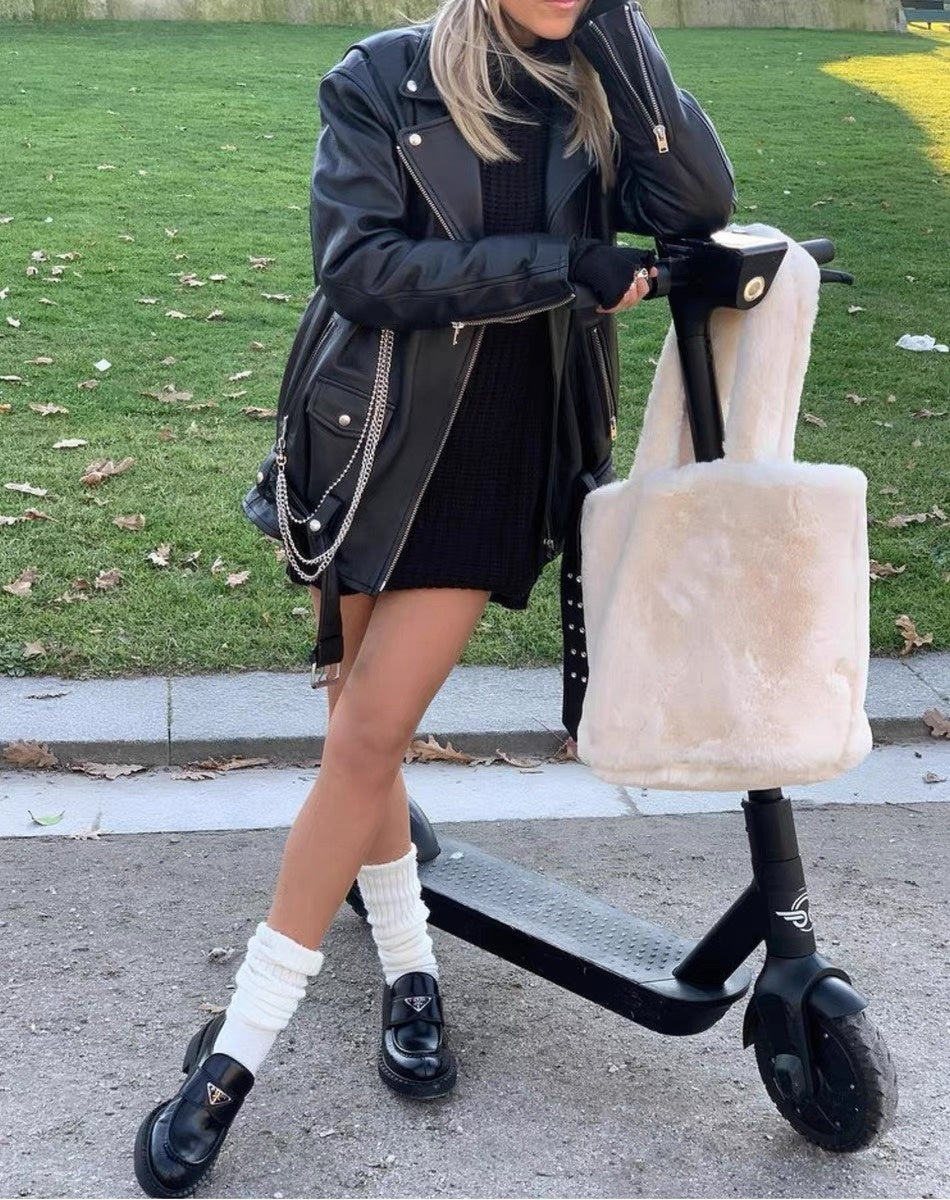 Sac fourre-tout en peluche pour femme,