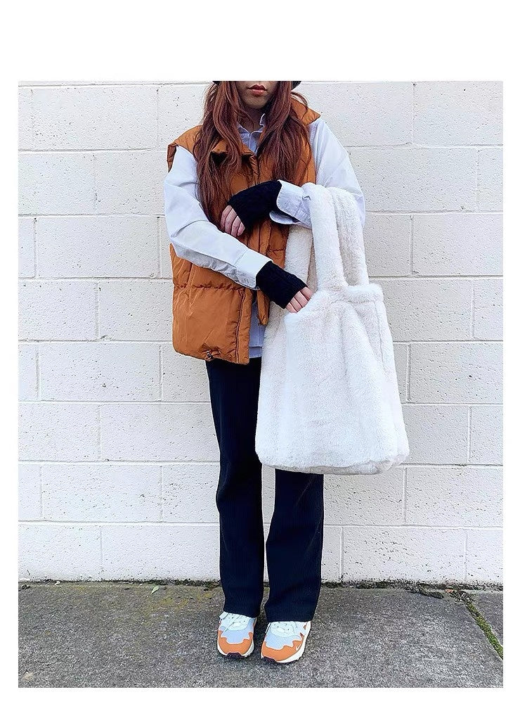 Sac fourre-tout en peluche pour femme,