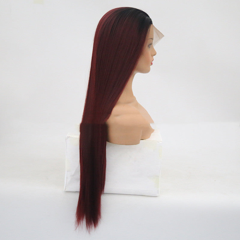 Perruque Bourgogne Treillis avec longue ligne droite cheveux