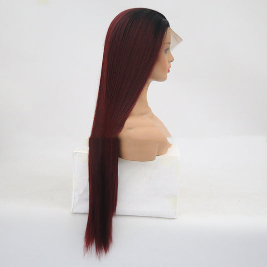 Perruque Bourgogne Treillis avec longue ligne droite cheveux