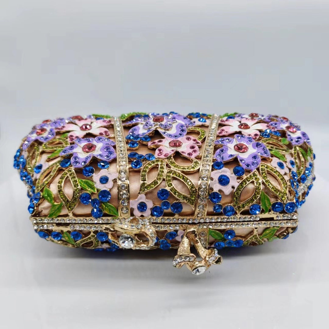 Sac de soirée dégoulinant huile diamant couleur émail fleur embrayage