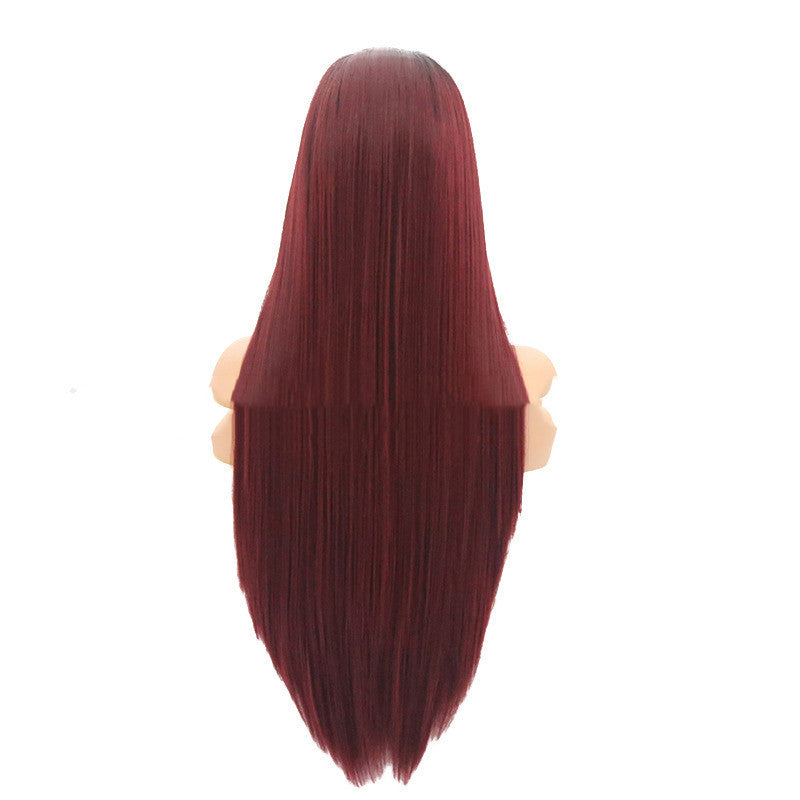 Perruque Bourgogne Treillis avec longue ligne droite cheveux
