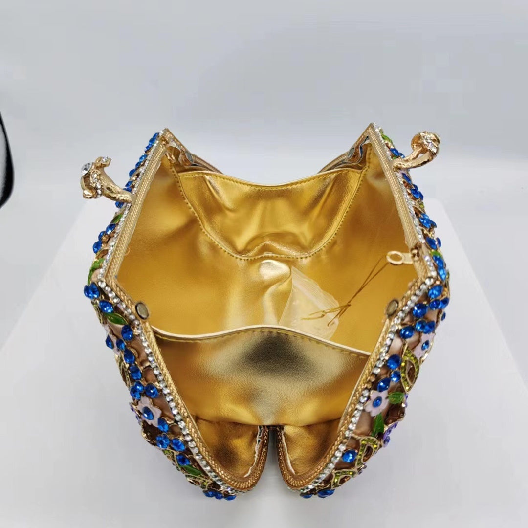 Sac de soirée dégoulinant huile diamant couleur émail fleur embrayage