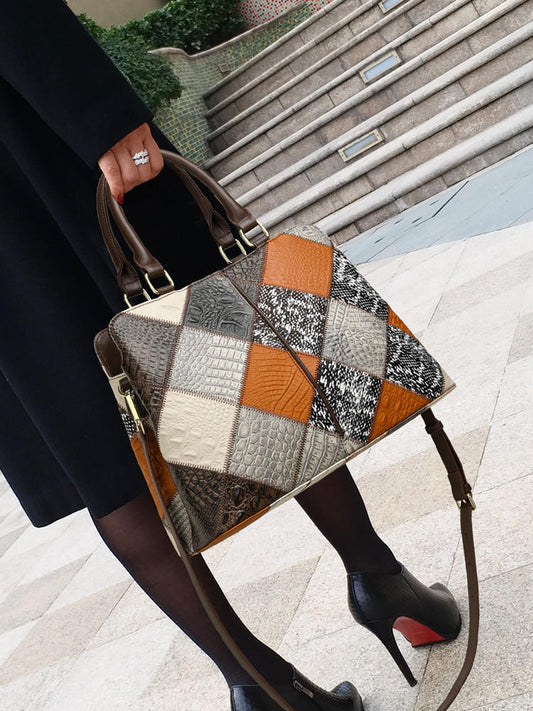 Sac à bandoulière couleur contraste patchwork pour femme